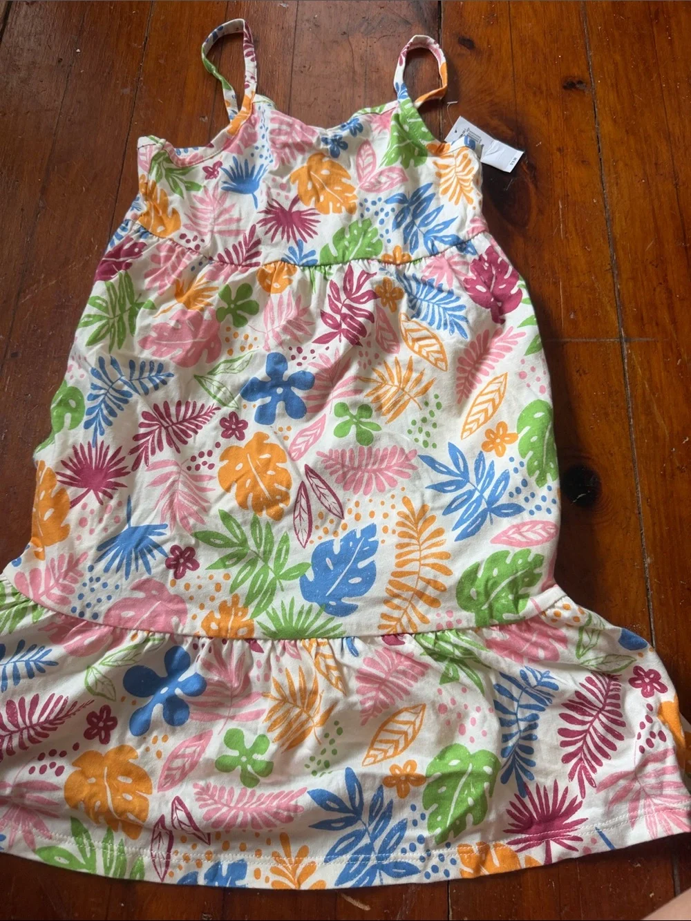 Old Navy Cream Sundress with Multicolor Tropical Leaf Print NWT